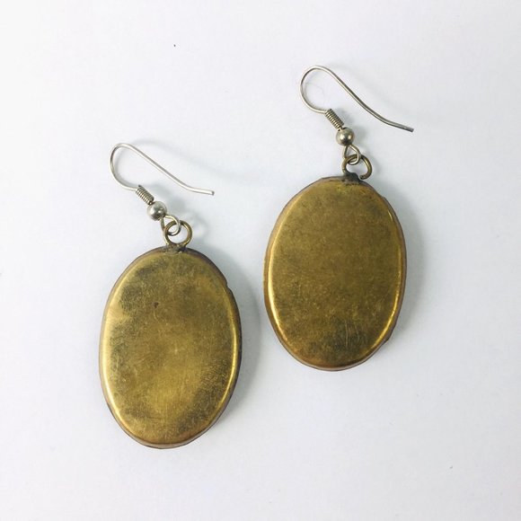 Boho Mosaic Brass Dangle Earrings - Picture 2 of 5